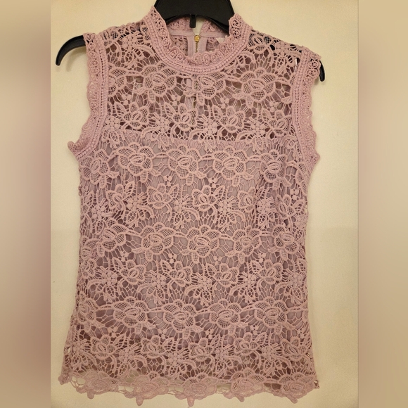 NANETTE LEPORE GORGEOUS SUGAR PLUM LILAC LACE TOP ZIPPER Down Back Lined EUC - Picture 8 of 12